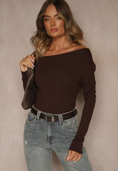 Brązowa Bluzka z Wiskozy z Dekoltem o Asymetrycznym Kroju Emmea. Brązowe bluzki Renee, l, bez wzorów, z jeansu, klasyczne, z asymetrycznym kołnierzem, bez ramiączek. Za 59.99 zł.