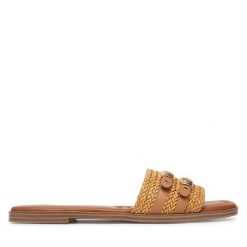 Klapki Tamaris. Brązowe klapki Tamaris, bez wzorów, bez obcasa, bez zapięcia. Za 259.99 zł.