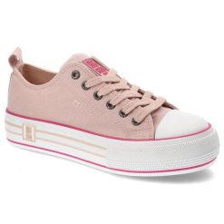 Różowe Trampki Big Star Damskie Stylowe Buty. Czerwone trampki BIG STAR, bez wzorów, z materiału, eleganckie, bez zapięcia. Za 134.99 zł.