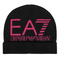 Czapka EA7 Emporio Armani. Czarne czapki zimowe EA7 Emporio Armani, bez wzorów. Za 149.99 zł.