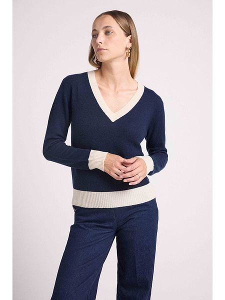 Maison Héritage Cashmere Kaszmirowy sweter w kolorze granatowym rozmiar: XL. Niebieskie swetry Maison Héritage Cashmere, xl, bez wzorów, z kaszmiru, bez ramiączek. Za 534.95 zł.