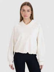 4F Bluza dresowa cropped nierozpinana z kapturem damska 4F x Anna Lewandowska - biała M. Białe bluzy z kapturem 4f, m, bez wzorów, z bawełny, z kapturem. Za 149.99 zł.