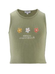Happy girls by Eisend Top w kolorze khaki rozmiar: 164. Brązowe topy happy girls by Eisend, bez wzorów, z bawełny, bez kołnierzyka, bez ramiączek. Za 57.06 zł.