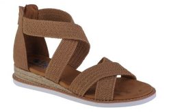 Sandały damskie, Desert Kiss - Desert Nights. Brązowe sandały Skechers, bez wzorów, z materiału, sportowe, bez obcasa, bez zapięcia. Za 279.99 zł.