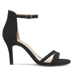 Sandały JENNY. Czarne sandały Jenny, bez wzorów, bez obcasa, na szpilce, bez zapięcia. Za 119.99 zł.