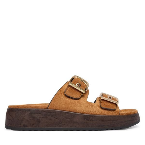 Klapki Tamaris. Brązowe japonki Tamaris, bez wzorów, bez obcasa, bez zapięcia. Za 206.99 zł.