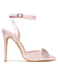 DeeZee Szpilki F92831-8 Różowy. Czerwone sandały DeeZee, bez wzorów, z materiału, bez obcasa, na szpilce, bez zapięcia. Za 139.99 zł.