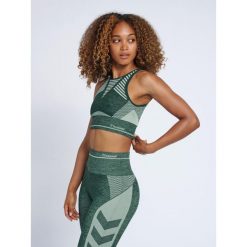 Damski biustonosz sportowy Hummel hmlluna seamless. Zielone biustonosze sportowe Hummel, bez wzorów, na fitness i siłownię. Za 178.00 zł.