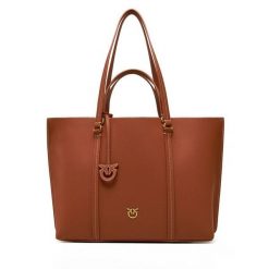 Torebka PINKO. Brązowe shopper bag Pinko, bez wzorów, bez dodatków. Za 1,649.00 zł.