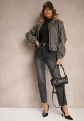 Szare Jeansy o Kroju Regular Fit z Dodatkowym Ozdobnym Paskiem Delalithra. Szare jeansy Renee, xs, bez wzorów, z jeansu, eleganckie. W wyprzedaży za 107.99 zł.