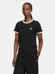 KARL LAGERFELD T-Shirt Ikon Patch A3W17078 Czarny Slim Fit. Czarne t-shirty KARL LAGERFELD, l, bez wzorów, z bawełny, bez kołnierzyka, bez ramiączek. Za 389.99 zł.