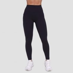 Legginsy damskie fitness z kieszeniami czarne Ignite. Czarne legginsy GYMBEAM, bez wzorów, z elastanu. Za 112.90 zł.
