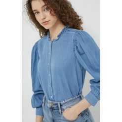 Only koszula jeansowa damska regular ze stójką. Niebieskie koszule ONLY, l, bez wzorów, z bawełny, bez kołnierzyka, bez ramiączek. W wyprzedaży za 114.99 zł.