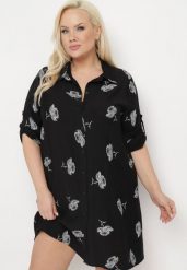 Czarna Koszulowa Sukienka z Guzikami i Regulowanymi Rękawami Xatella. Czarne sukienki Born2be, plus size, bez wzorów, bez kołnierzyka, plus size, bez ramiączek, midi, dopasowane. W wyprzedaży za 55.24 zł.