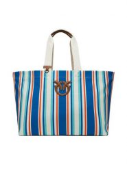 PINKO Torebka Shopping Bag Extra PE 25 PLTT 104754 A2G5 Niebieski. Niebieskie shopper bag Pinko, bez wzorów, z materiału, bez dodatków. Za 859.99 zł.