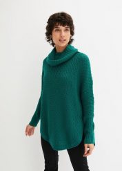 Sweter oversize. Zielone swetry bonprix, w ażurowe wzory, bez ramiączek. Za 99.99 zł.