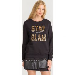 BLUZA Liu Jo. Czarne bluzy Liu Jo, l, z aplikacjami, z bawełny, bez ramiączek, bez kaptura. Za 589.00 zł.
