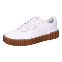 Buty damskie Puma Carina 3.0. Białe buty treningowe Puma, bez wzorów, z gumy, bez zapięcia, trekkingowe. Za 189.00 zł.