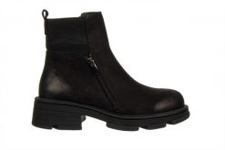 Botki Bayla-161 034 101 51 Black Nubuck 161547, Czarny, Skóra naturalna. Czarne botki Bayla, bez wzorów, z gumy, eleganckie, z okrągłym noskiem, za kostkę, bez obcasa, bez zapięcia. W wyprzedaży za 299.00 zł.