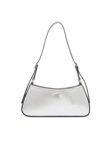 Calvin Klein Torebka Ck Metallic Small Shoulder Bag LV04F3304G Srebrny. Szare torebki klasyczne Calvin Klein, bez wzorów, ze skóry, bez dodatków. Za 409.99 zł.