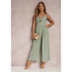Miętowy Kombinezon Phaedrelaia. Zielone kombinezony Renee, na imprezę, l, z aplikacjami, z tkaniny, eleganckie, bez kołnierzyka, bez ramiączek, maxi. W wyprzedaży za 91.99 zł.