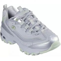 Buty do chodzenia damskie Skechers D'lites. Szare buty sportowe lifestyle Skechers, bez wzorów, z materiału, sportowe, bez zapięcia, skechers sport. Za 348.00 zł.