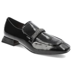 Czarne Półbuty Armodo Stylowe Buty Damskie. Czarne półbuty wsuwane Armodo, bez wzorów, ze skóry, biznesowe, bez obcasa. Za 319.00 zł.
