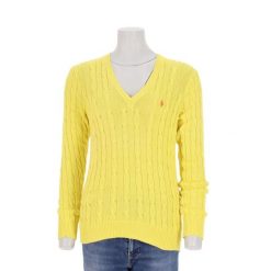 Second life - Sweter damski polo ralph lauren w warkocze żółty - Jak nowy. Żółte swetry Ralph Lauren, l, bez wzorów, z dzianiny, eleganckie, bez ramiączek. Za 191.66 zł.