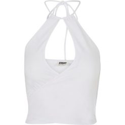 Tank top court wraparound woman Urban Classics. Białe topy Urban Classics, bez wzorów, eleganckie, bez kołnierzyka, bez ramiączek. Za 134.50 zł.