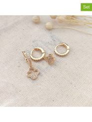 Atelier MIU Pozłacane kolczyki-kreole (3 szt.) z cyrkoniami rozmiar: onesize. Żółte kolczyki atelier MIU, z cyrkonią, pozłacane. Za 83.22 zł.