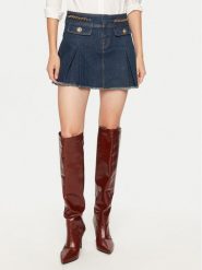 Guess Spódnica jeansowa W4PD1B D5JV1 Granatowy Regular Fit. Niebieskie spódnice Guess, z aplikacjami, z bawełny. Za 309.99 zł.