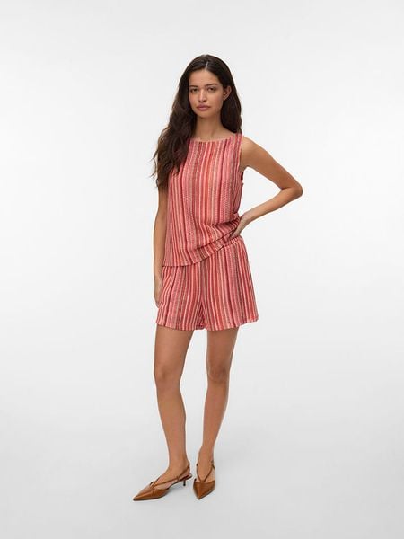 Vero Moda Top w kolorze czerwono-jasnoróżowym rozmiar: L. Czerwone topy Vero Moda, l, bez wzorów, bez kołnierzyka, bez ramiączek. Za 81.95 zł.