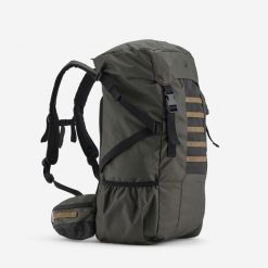Plecak Bushcraft 50 litrów V2. Brązowe plecaki SOLOGNAC, bez wzorów, z materiału, duże, bez dodatków. Za 199.99 zł.