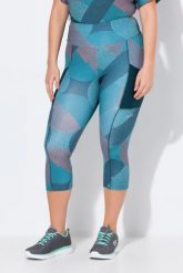 Damskie Legginsy funkcyjne 3/4 szybkoschnące. Niebieskie legginsy Ulla Popken, bez wzorów, z elastanu, sportowe. Za 211.99 zł.