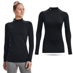 Koszulka termiczna damska Under Armour ColdGear Authentics golf. Białe swetry Under Armour, m, bez wzorów, sportowe, bez ramiączek. Za 169.99 zł.