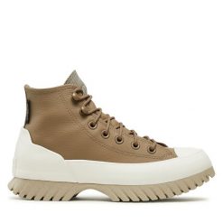 Botki Converse. Brązowe botki Converse, bez wzorów, retro, bez obcasa, na płaskiej podeszwie, bez zapięcia. Za 529.99 zł.