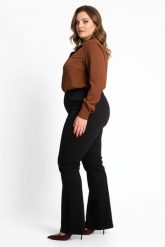 Eleganckie czarne spodnie dzwony Jeangaliny10 PLUS SIZE XXL OVERSIZE JESIEŃ. Czarne spódnice Moda Size Plus Iwanek, plus size, bez wzorów, z bawełny, eleganckie, dopasowane. Za 199.90 zł.