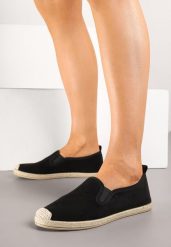Czarne Espadryle z Elastycznymi Wstawkami Zdobione Plecionką Nitelisa. Czarne espadryle Born2be, z aplikacjami, z jeansu, eleganckie, bez obcasa. W wyprzedaży za 55.24 zł.