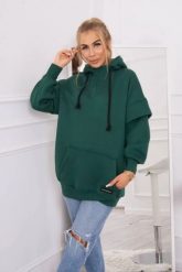 Bluza ocieplana z półgolfem ciemno zielona. Zielone bluzy KESI, l, bez wzorów, z bawełny, bez ramiączek, bez kaptura. Za 238.37 zł.