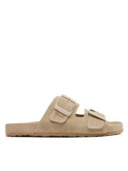 Manebi Klapki Traveler Nordic Sandals K 1.1 RT Beżowy. Brązowe klapki Manebi, bez wzorów, ze skóry, bez obcasa, bez zapięcia. Za 749.99 zł.