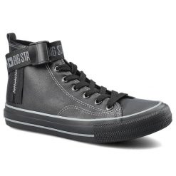 Czarne Trampki Big Star Damskie Wygodne Półbuty. Czarne półbuty wsuwane BIG STAR, bez wzorów, ze skóry ekologicznej, retro, bez obcasa, na płaskiej podeszwie. Za 99.00 zł.