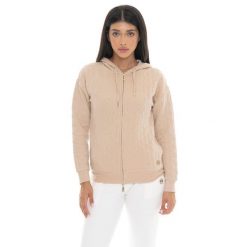 Leone 1947 Braid Damen, Bluza z geflochtenem Stoff, Kapuze, Reißverschluss. Brązowe bluzy LEONE 1947 APPAREL, bez wzorów, z bawełny, sportowe, bez ramiączek, bez kaptura. W wyprzedaży za 191.56 zł.