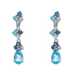 BŁĘKITNY PTAK złote kolczyki niebieske topazy diamenty długie wiszące 2,85 ct. Niebieskie kolczyki Braccatta, z diamentem, złote. Za 2,199.00 zł.