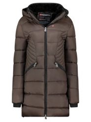 Geographical Norway Płaszcz zimowy "Bee" w kolorze ciemnobrązowym rozmiar: XXL. Brązowe płaszcze Geographical Norway, na zimę, xxl, bez wzorów, z puchu, bez kaptura. Za 371.59 zł.