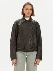 Gina Tricot Kurtka z imitacji skóry 21998 Czarny Oversize. Czarne kurtki Gina Tricot, s, bez wzorów, ze skóry, bez kaptura. Za 209.99 zł.