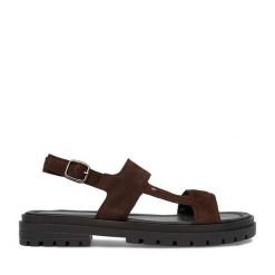 Sandały Lasocki. Brązowe sandały Lasocki, bez wzorów, bez obcasa, na płaskiej podeszwie, bez zapięcia. Za 169.99 zł.