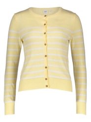 GAP Kardigan w kolorze żółto-białym rozmiar: L. Żółte swetry GAP, l, bez wzorów, z bawełny, bez ramiączek. Za 110.55 zł.