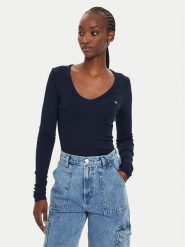 Tommy Jeans Bluzka Essential DW0DW17990 Granatowy Slim Fit. Niebieskie bluzki Tommy Jeans, l, bez wzorów, z bawełny, bez kołnierzyka, bez ramiączek. Za 219.99 zł.