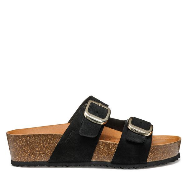 Klapki Geox. Czarne klapki Geox, bez wzorów, bez obcasa, bez zapięcia. Za 249.99 zł.