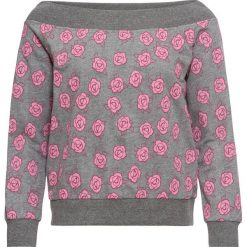 Bluza dresowa z dekoltem "carmen" bonprix szary melanż z nadrukiem. Bluzy marki bonprix. Za 74.99 zł.